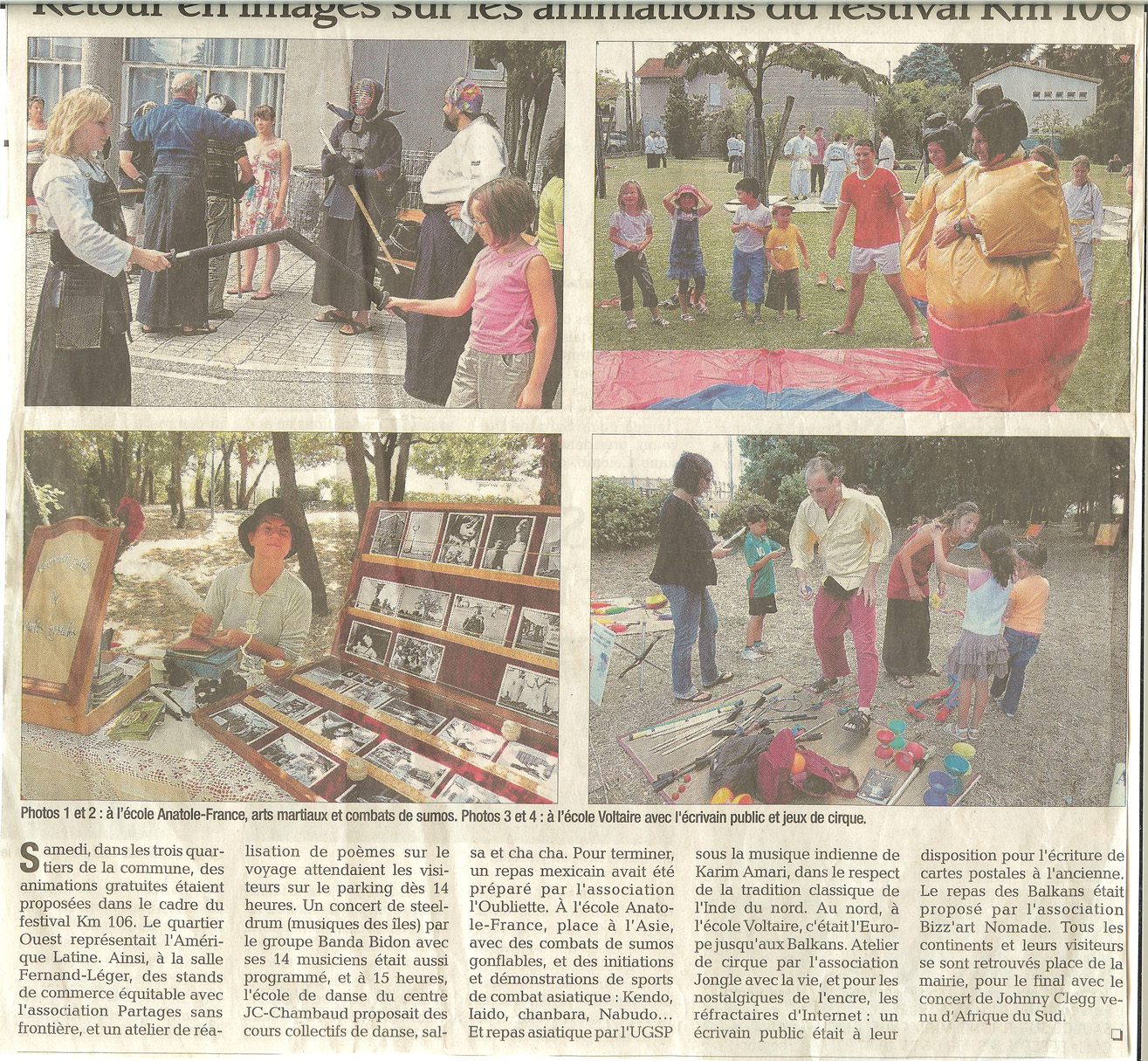 Festival Km106 de Portes les Valence en juillet 2009, présence de Partage sans Frontières et d'Ayllu