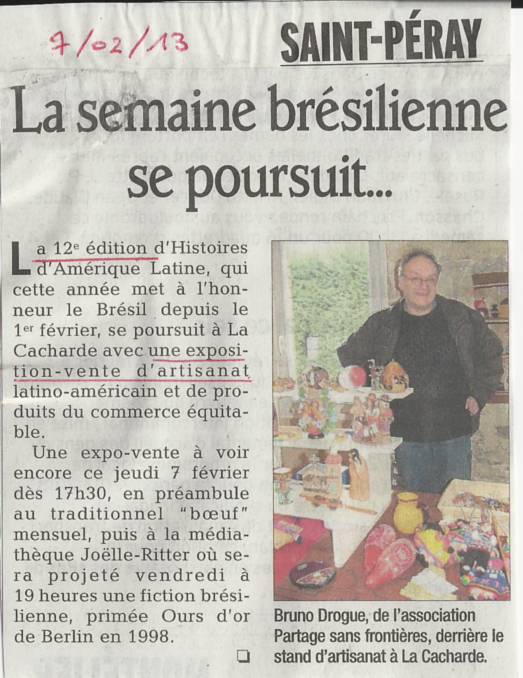 12 eme édition semaine "Histoires d'Amérique latine" de Saint-Péray en ardèche avec l'association Ayllu et Partage sans Frontières - la presse