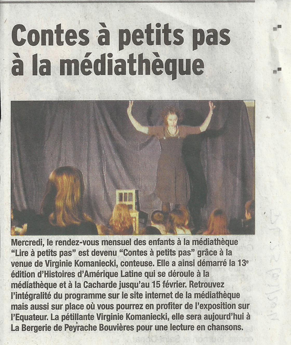 12 eme édition semaine "Histoires d'Amérique latine" de Saint-Péray en ardèche avec l'association Ayllu et Partage sans Frontières - la presse