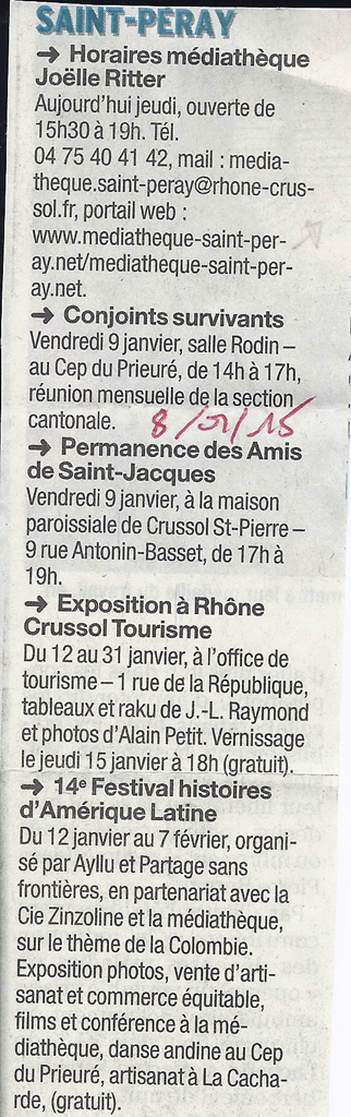 12 eme édition semaine "Histoires d'Amérique latine" de Saint-Péray en ardèche avec l'association Ayllu et Partage sans Frontières - la presse