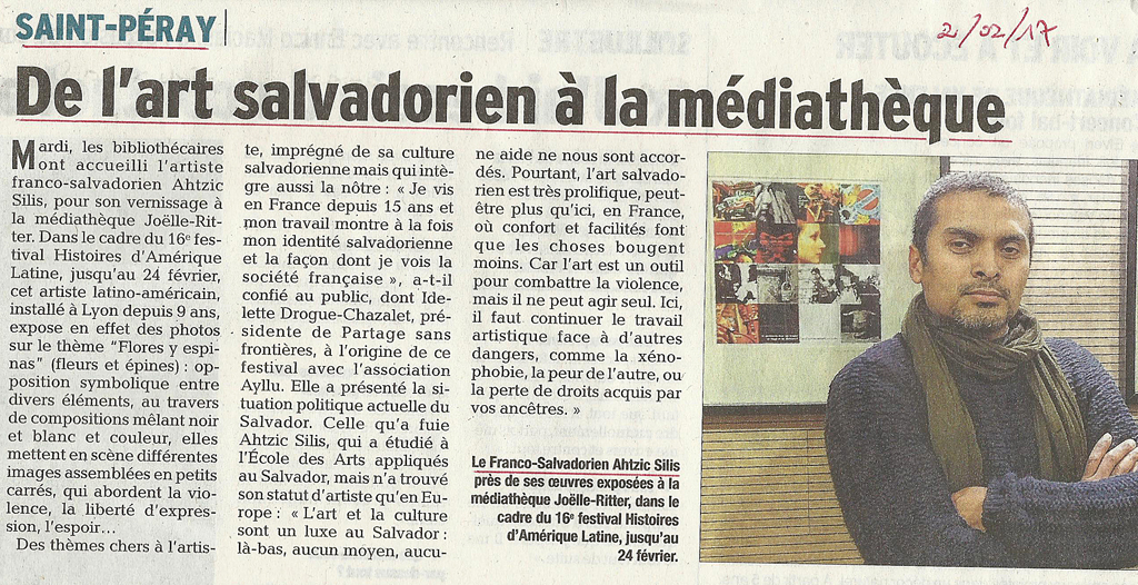 16 eme édition semaine "Histoires d'Amérique latine" de Saint-Péray en ardèche avec l'association Ayllu et Partage sans Frontières - la presse - article du Dauphiné libéré